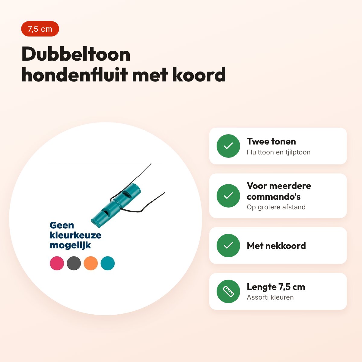 Trixie hondenfluit dubbeltoon kunststof 7,5 cm assorti – met koord – voordelen