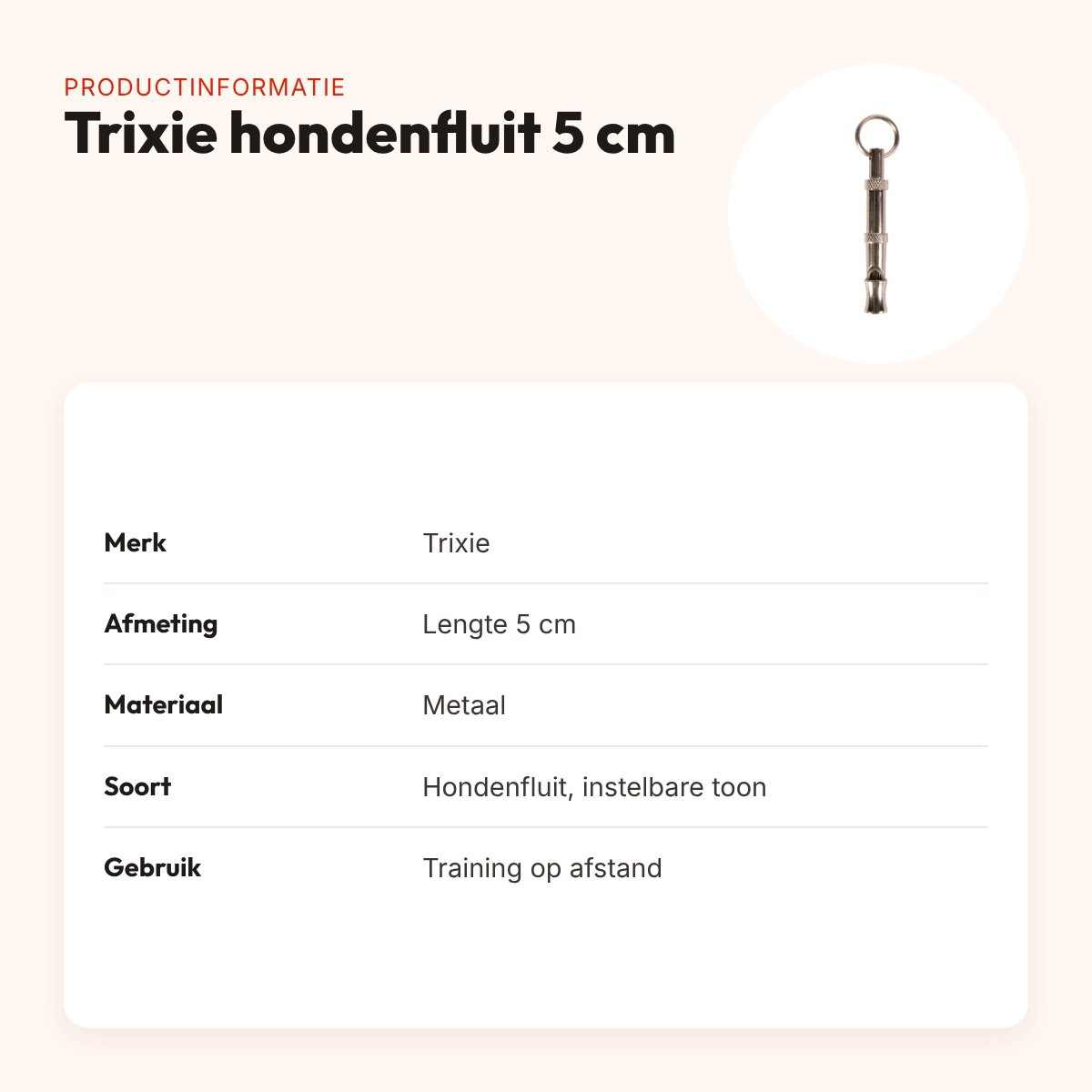 Trixie hondenfluit metaal 5 cm – instelbare toonhoogte – productinformatie