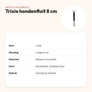 Trixie hondenfluit metaal/kunststof 8 cm – instelbare toonhoogte – productinformatie