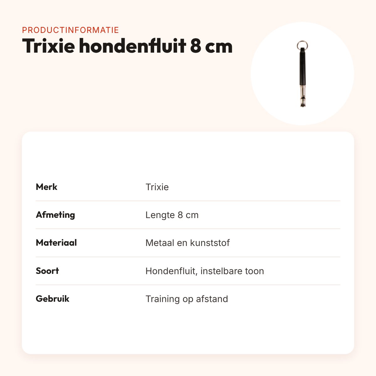 Trixie hondenfluit metaal/kunststof 8 cm – instelbare toonhoogte – productinformatie