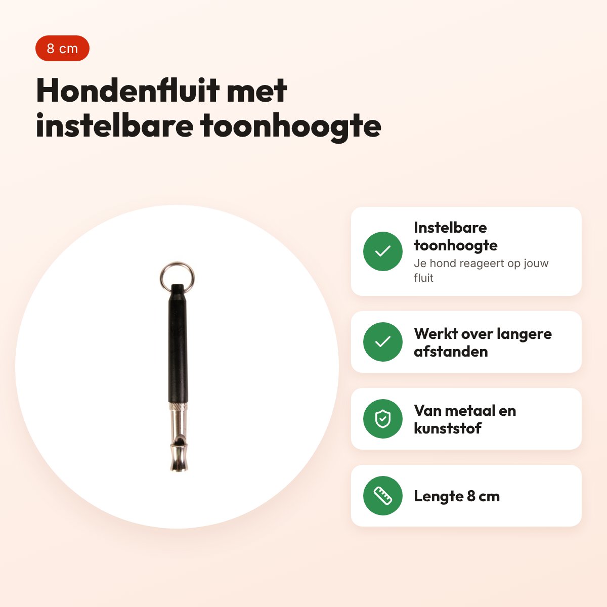 Trixie hondenfluit metaal/kunststof 8 cm – instelbare toonhoogte – voordelen