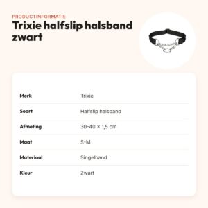 Trixie hondenhalsband halfslip zwart 30-40 cm – anti-trek, maat S-M – productinformatie