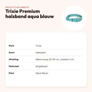 Trixie hondenhalsband Premium aqua blauw 25-40 cm – verstelbaar – productinformatie