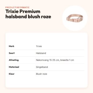 Trixie hondenhalsband Premium blush roze 15-25 cm – verstelbaar – productinformatie