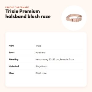 Trixie hondenhalsband Premium blush roze 22-35 cm – verstelbaar – productinformatie