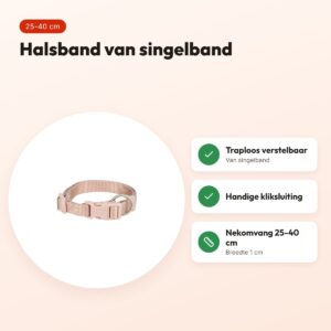 Trixie hondenhalsband Premium blush roze 25-40 cm – verstelbaar – voordelen