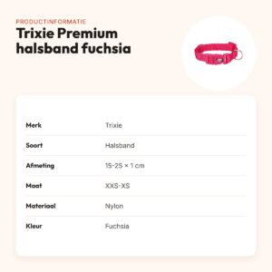 Trixie hondenhalsband Premium fuchsia 15-25 cm x 1 cm – maat XXS-XS – productinformatie