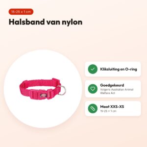 Trixie hondenhalsband Premium fuchsia 15-25 cm x 1 cm – maat XXS-XS – voordelen