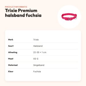 Trixie hondenhalsband Premium fuchsia 22-35 cm x 1 cm – maat XS-S – productinformatie