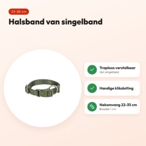 Trixie hondenhalsband Premium olijfgroen 22-35 cm – verstelbaar – voordelen
