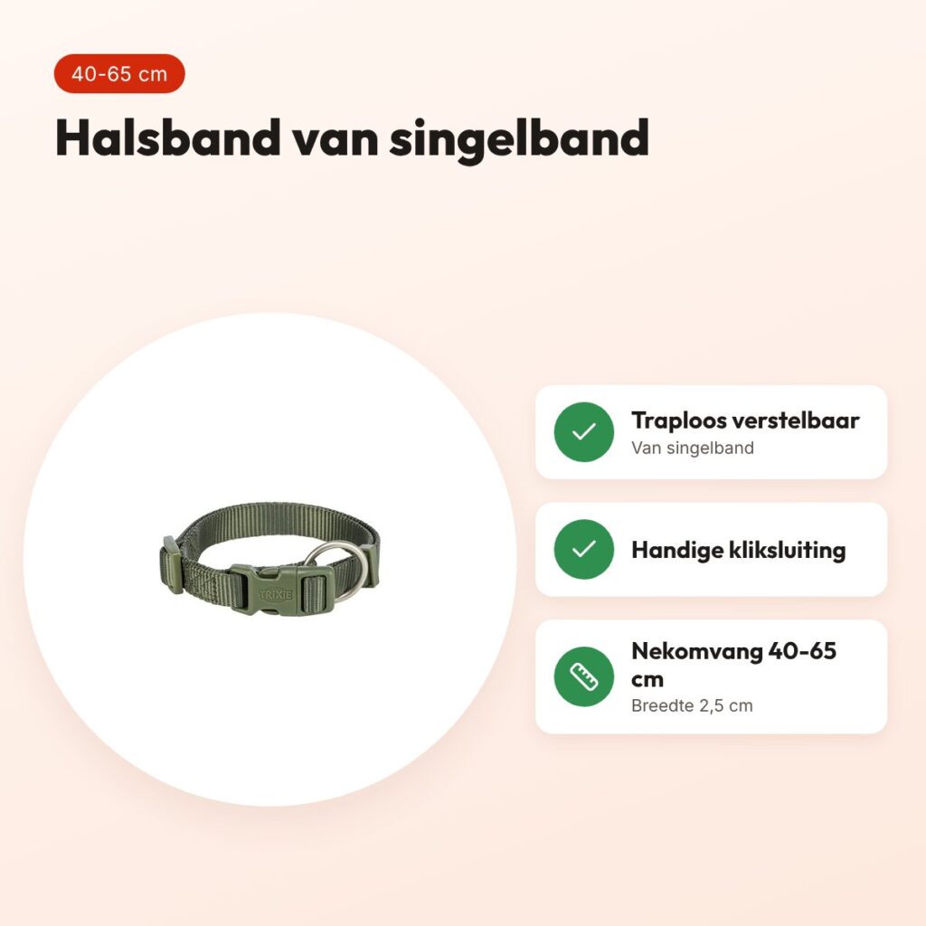 Trixie hondenhalsband Premium olijfgroen 40-65 cm – verstelbaar – voordelen