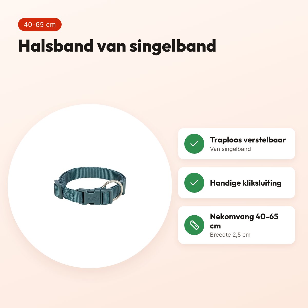 Trixie hondenhalsband Premium petrol blauw 40-65 cm – verstelbaar – voordelen