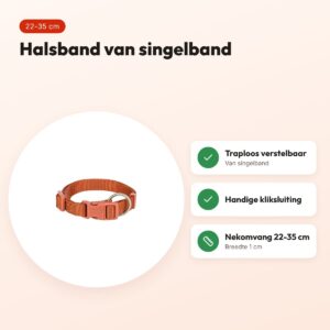 Trixie hondenhalsband Premium roestbruin 22-35 cm – verstelbaar – voordelen