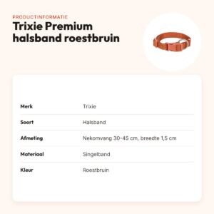 Trixie hondenhalsband Premium roestbruin 30-45 cm – verstelbaar – productinformatie