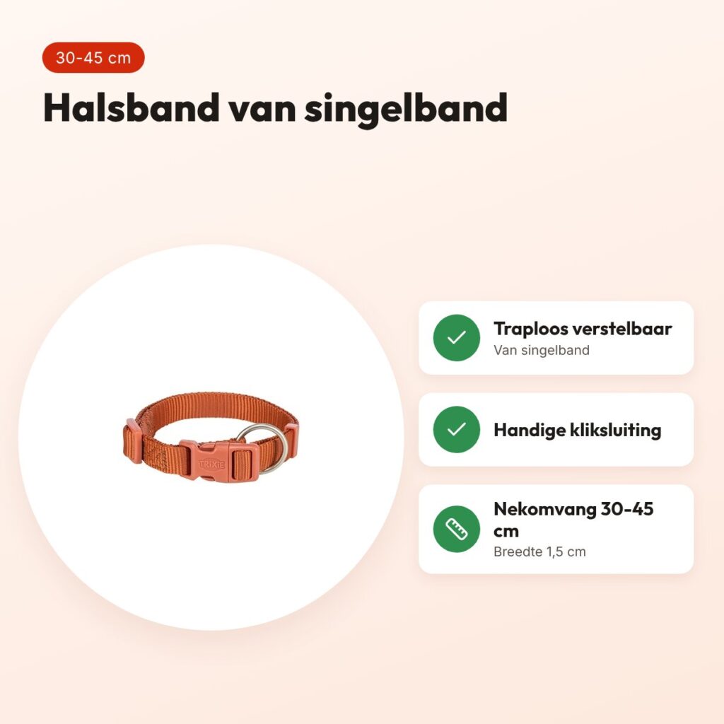 Trixie hondenhalsband Premium roestbruin 30-45 cm – verstelbaar – voordelen