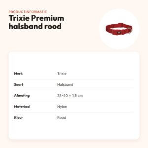 Trixie hondenhalsband Premium rood 25-40 cm – verstelbaar nylon – productinformatie