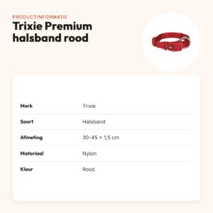 Trixie hondenhalsband Premium rood 30-45 cm – verstelbaar nylon – productinformatie