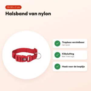Trixie hondenhalsband Premium rood 35-55 cm – verstelbaar nylon – voordelen