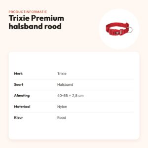Trixie hondenhalsband Premium rood 40-65 cm – verstelbaar nylon – productinformatie