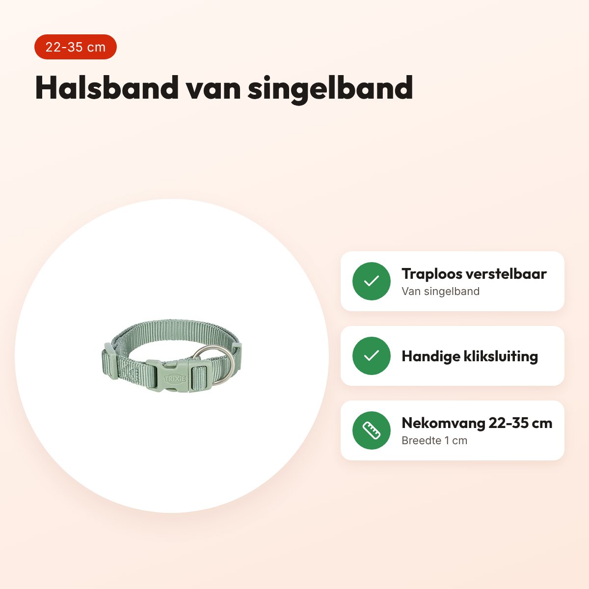 Trixie hondenhalsband Premium salie groen 22-35 cm – verstelbaar – voordelen