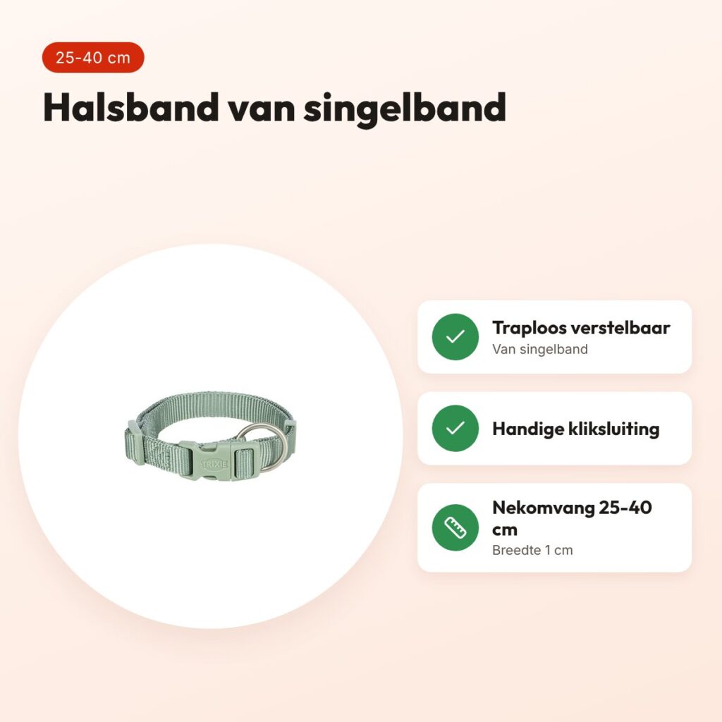 Trixie hondenhalsband Premium salie groen 25-40 cm – verstelbaar – voordelen