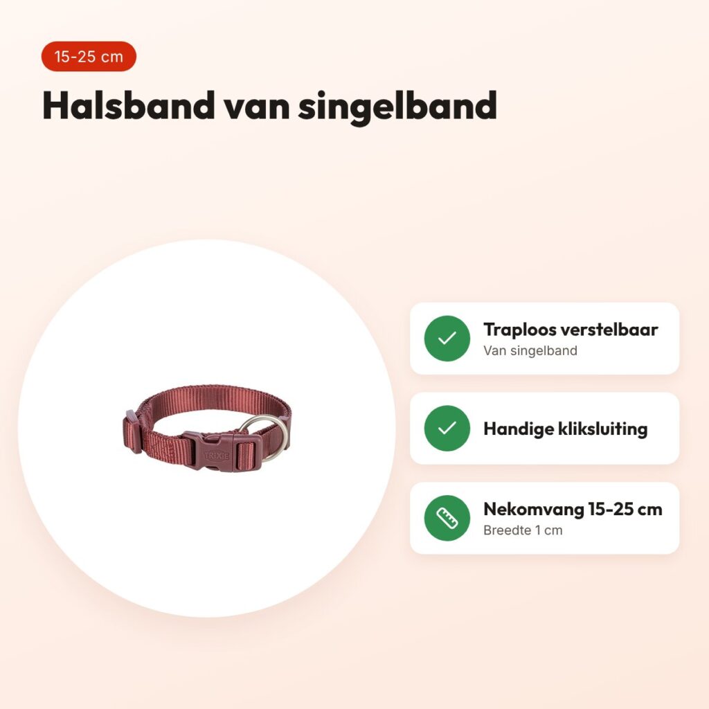 Trixie hondenhalsband Premium sangria rood 15-25 cm – verstelbaar – voordelen