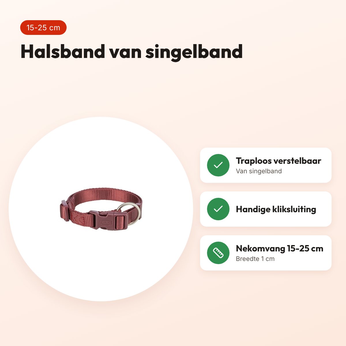 Trixie hondenhalsband Premium sangria rood 15-25 cm – verstelbaar – voordelen