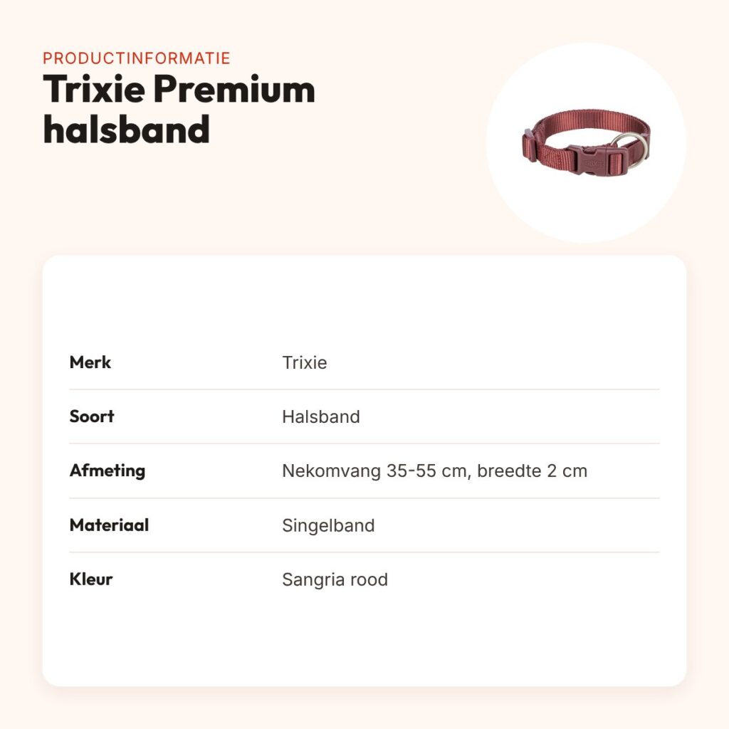Trixie hondenhalsband Premium sangria rood 35-55 cm – verstelbaar – productinformatie