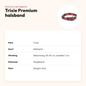 Trixie hondenhalsband Premium sangria rood 35-55 cm – verstelbaar – productinformatie
