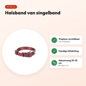 Trixie hondenhalsband Premium sangria rood 35-55 cm – verstelbaar – voordelen