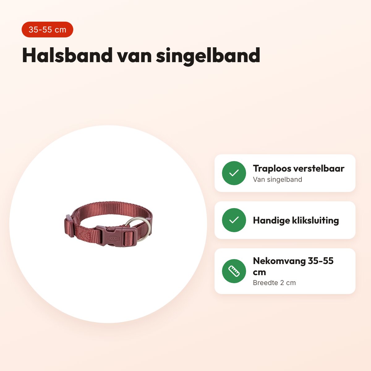 Trixie hondenhalsband Premium sangria rood 35-55 cm – verstelbaar – voordelen