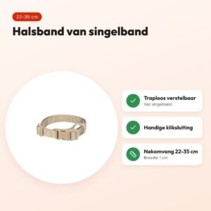Trixie hondenhalsband Premium zand taupe 22-35 cm – verstelbaar – voordelen