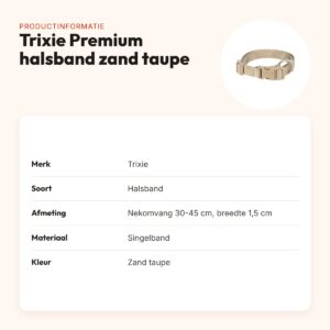 Trixie hondenhalsband Premium zand taupe 30-45 cm – verstelbaar – productinformatie
