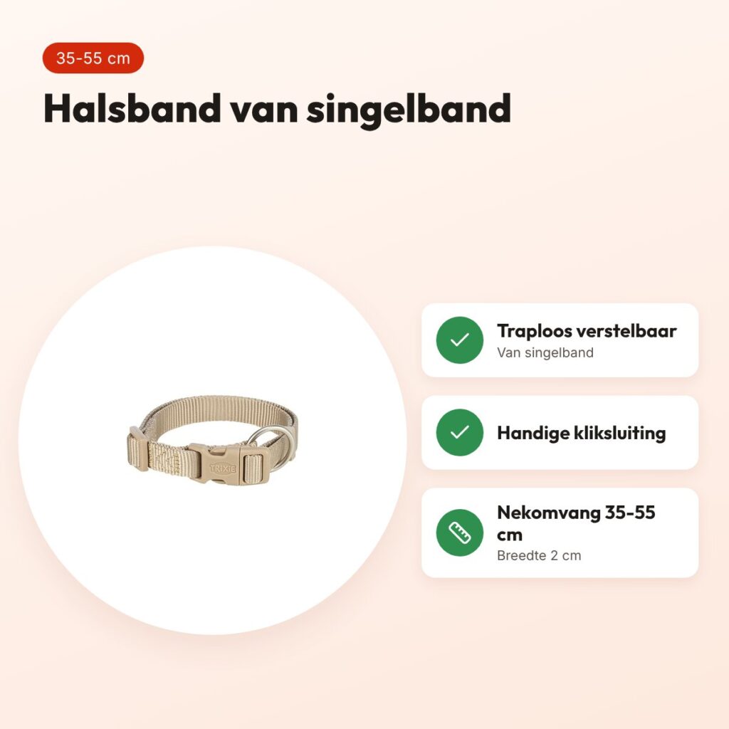 Trixie hondenhalsband Premium zand taupe 35-55 cm – verstelbaar – voordelen