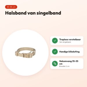 Trixie hondenhalsband Premium zand taupe 35-55 cm – verstelbaar – voordelen