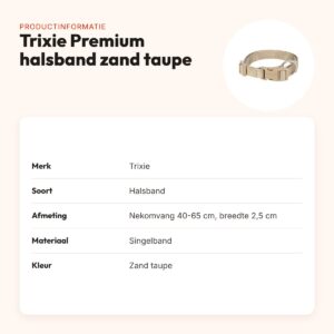 Trixie hondenhalsband Premium zand taupe 40-65 cm – verstelbaar – productinformatie