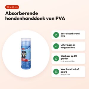 Trixie hondenhanddoek PVA 66 x 43 cm – absorberend, assorti kleur – voordelen
