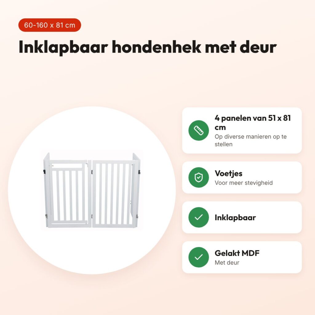 Trixie hondenhek met deur wit 60-160 x 81 cm – inklapbaar, MDF – voordelen