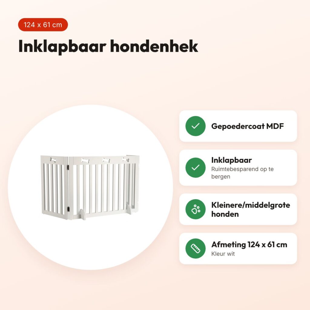 Trixie hondenhek wit 124 x 61 cm – inklapbaar, gepoedercoat MDF – voordelen