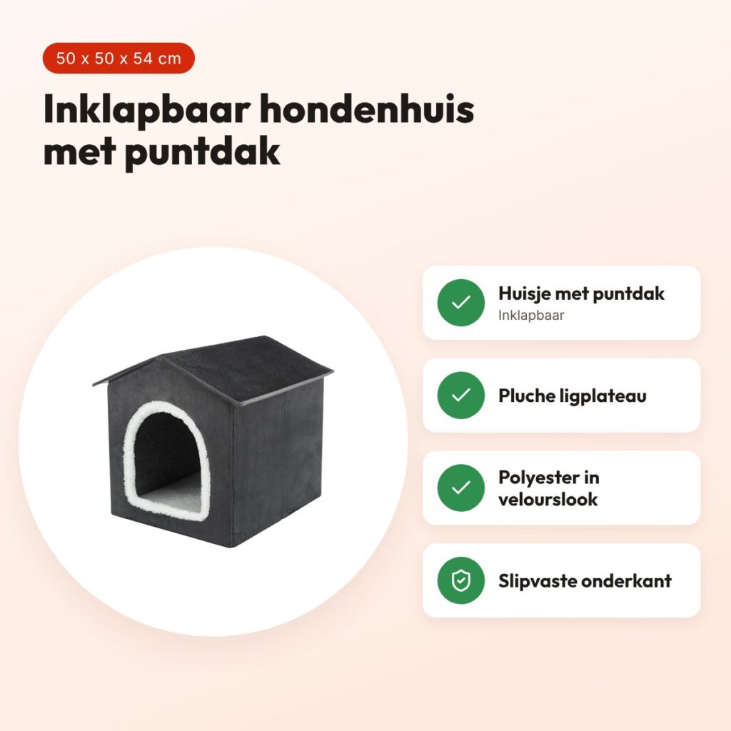 Trixie hondenhuis Livia grijs/wit 50 x 50 x 54 cm – inklapbaar – voordelen