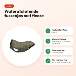 Trixie hondenjas Arlay donkergroen XS 30 cm – waterafstotende tussenjas – voordelen
