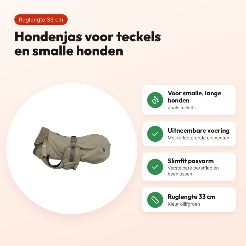 Trixie hondenjas Hermy olijfgroen 33 cm – voor teckels, waterafstotend – voordelen