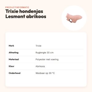 Trixie hondenjas Lesmont abrikoos 30 cm – warm en waterafstotend – productinformatie