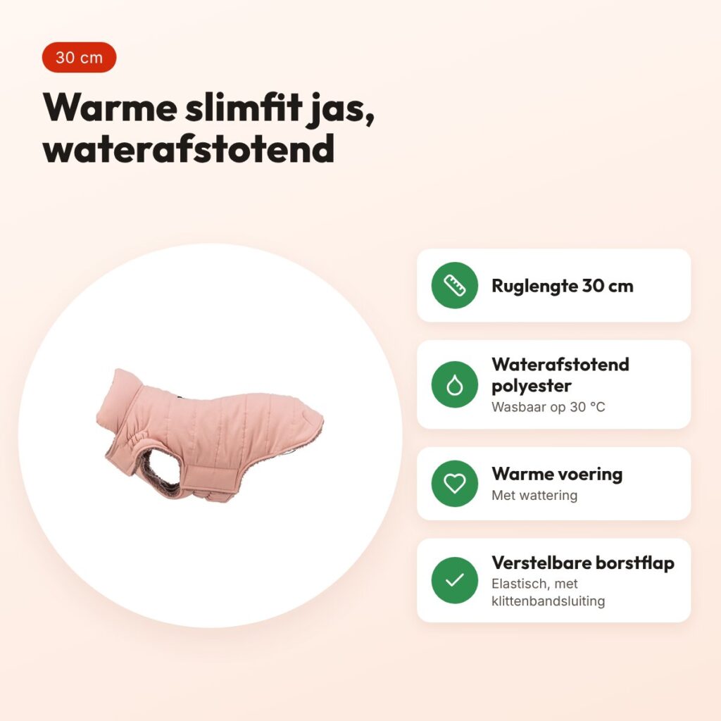 Trixie hondenjas Lesmont abrikoos 30 cm – warm en waterafstotend – voordelen