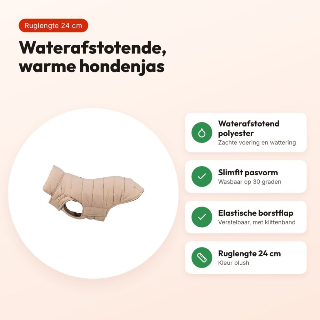 Trixie hondenjas Lesmont blush 24 cm – waterafstotend, slimfit – voordelen