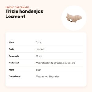 Trixie hondenjas Lesmont blush 27 cm – waterafstotend, slimfit – productinformatie