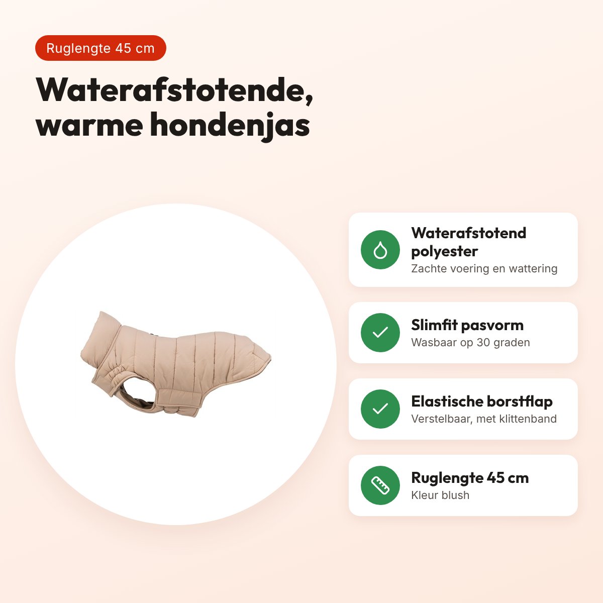 Trixie hondenjas Lesmont blush 45 cm – waterafstotend, slimfit – voordelen