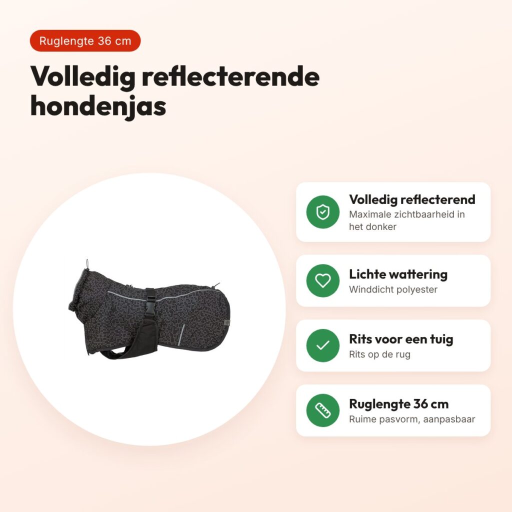 Trixie hondenjas Limoux Reflect zwart/grijs 36 cm – volledig reflecterend – voordelen
