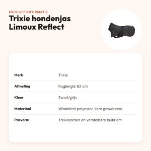 Trixie hondenjas Limoux Reflect zwart/grijs 62 cm – volledig reflecterend – productinformatie