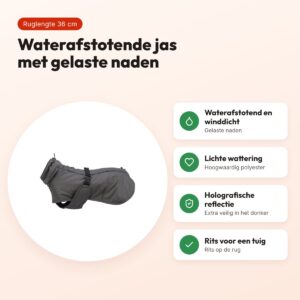Trixie hondenjas Limoux steengrijs 36 cm – waterafstotend, winddicht – voordelen